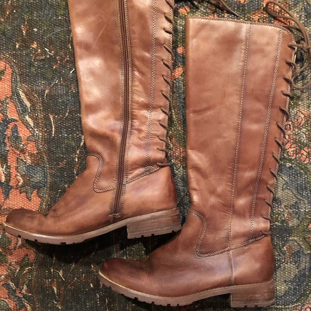 Sofft Lace Up Leather Riding Boots- Memory Foam
